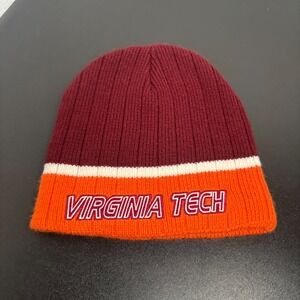 Virginia Tech Beanie Hat Winter VT Hokies Spellout Orange Maroon Adult OSFM Y2K
